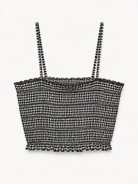 The Native One Smocked Gingham Cropped Tank 100% Cotton (264)